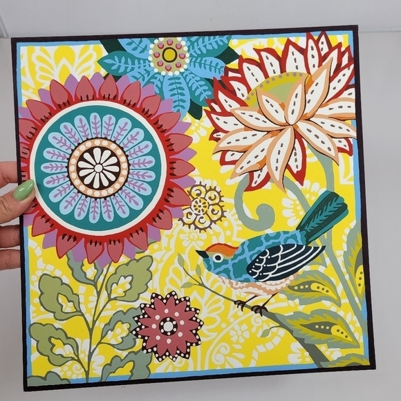Floral Garden with Bird Paint by Number Painting Finished 11 by 11‎ Botanical - Picture 9 of 16